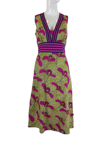 Boom Shankar Purple and Green Sleeveless Pattern Dress 10