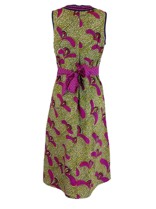 Boom Shankar Purple and Green Sleeveless Pattern Dress 10