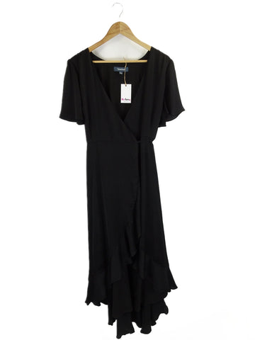 Modcloth Black Short Sleeve Wrap Dress L