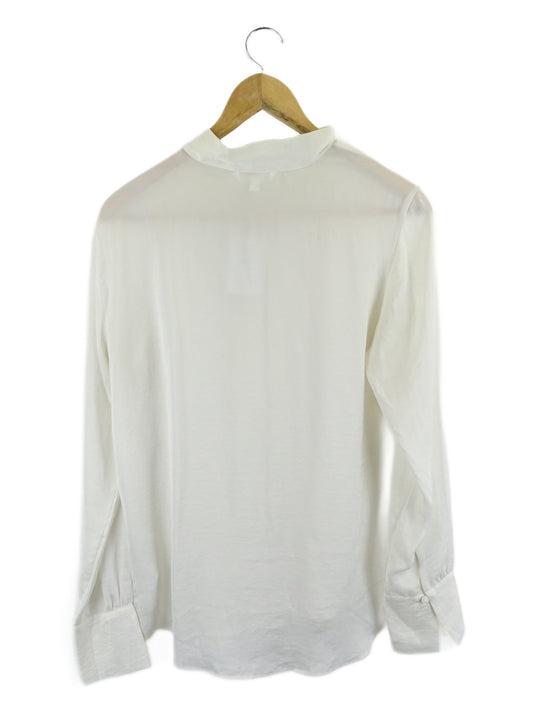 Uniqlo White Bow Button Down Top S