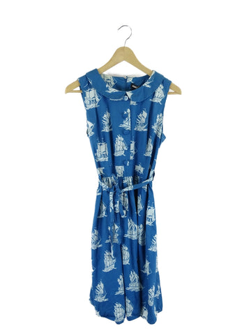 Dangerfield Blue Ship Pattern Dress 10