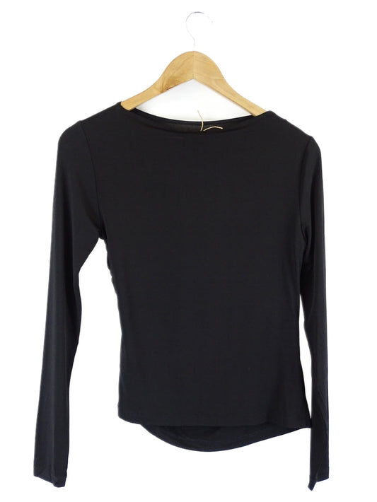 Witchery Black Longsleeve Top with Side Ruching XXS