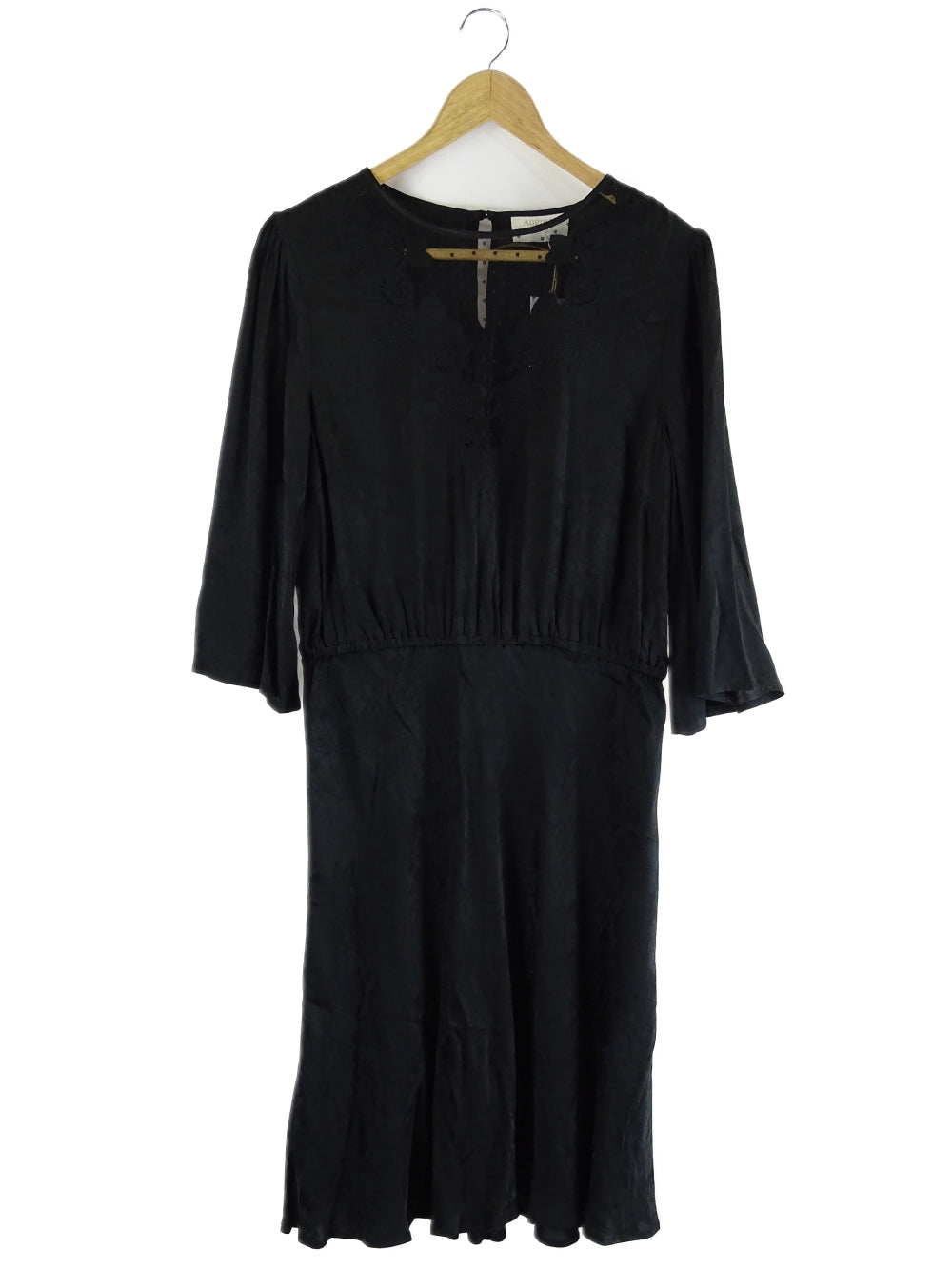 Auguste Black Dress with Floral and Sheer Neckline 12