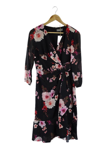 Jacquie E Black Floral Dress 8