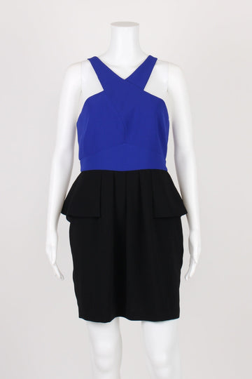 Forever New Blue And Black Peplum Dress 12