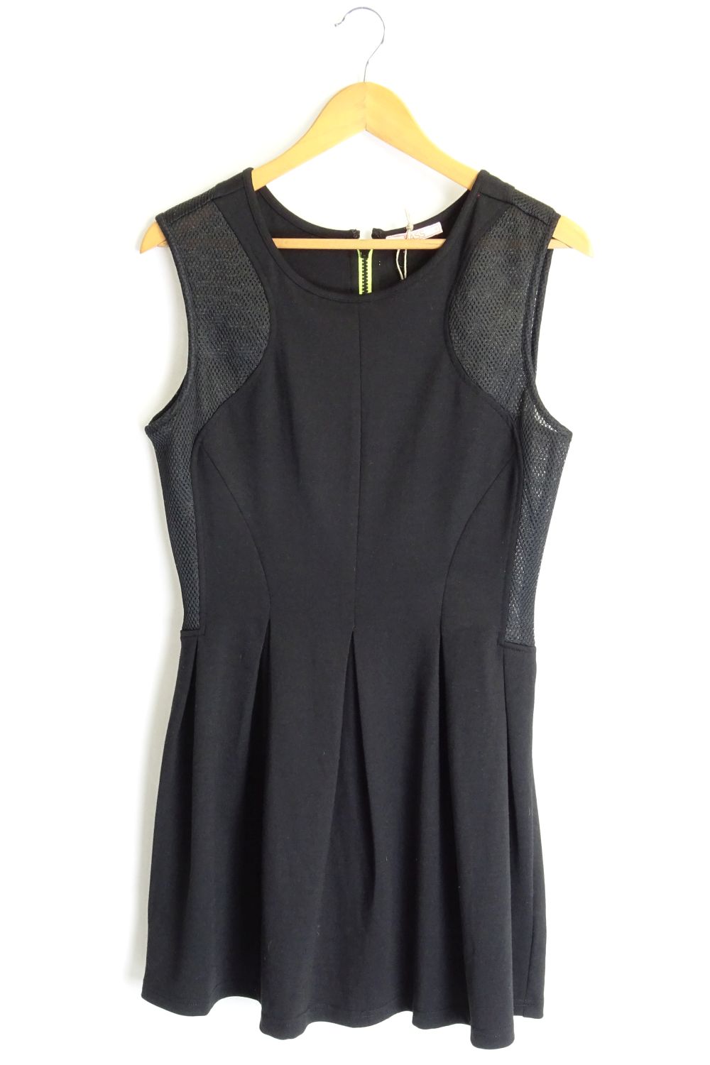 Sass Sleeveless Black Dress with Mesh Detail -12