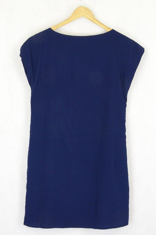 Promod Navy Sequined Shift Dress 10