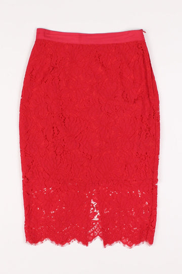 H&M Red Lace Midi Skirt 8