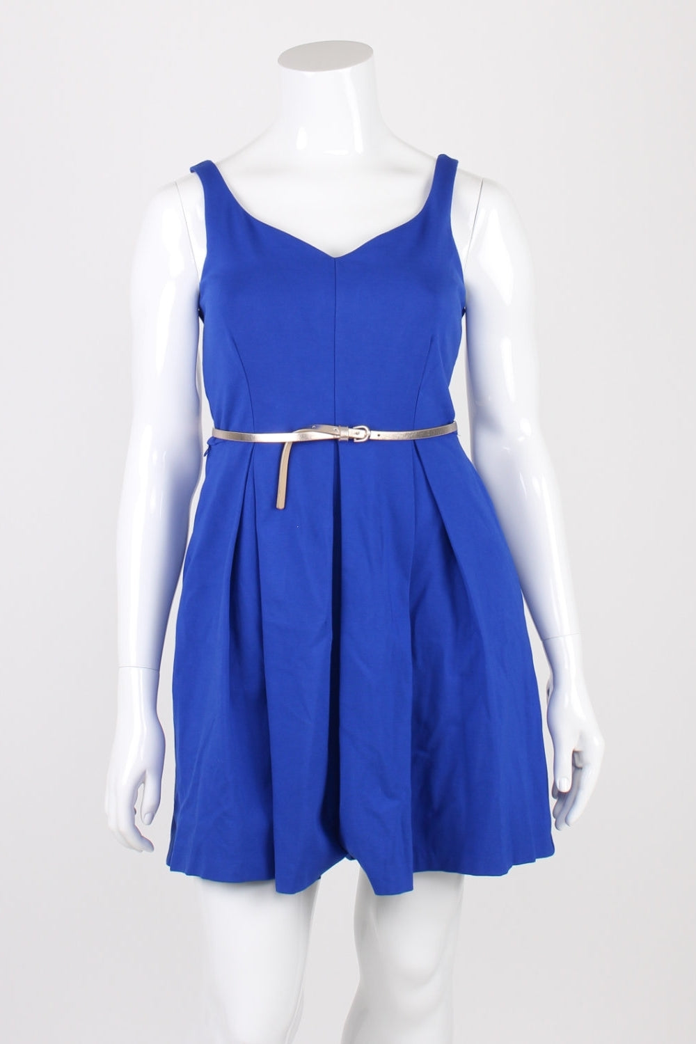 Forever New Blue Sleeveless Pleated Dress 14