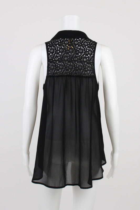 Sugababe Black Sleeveless Button-Up Top 8