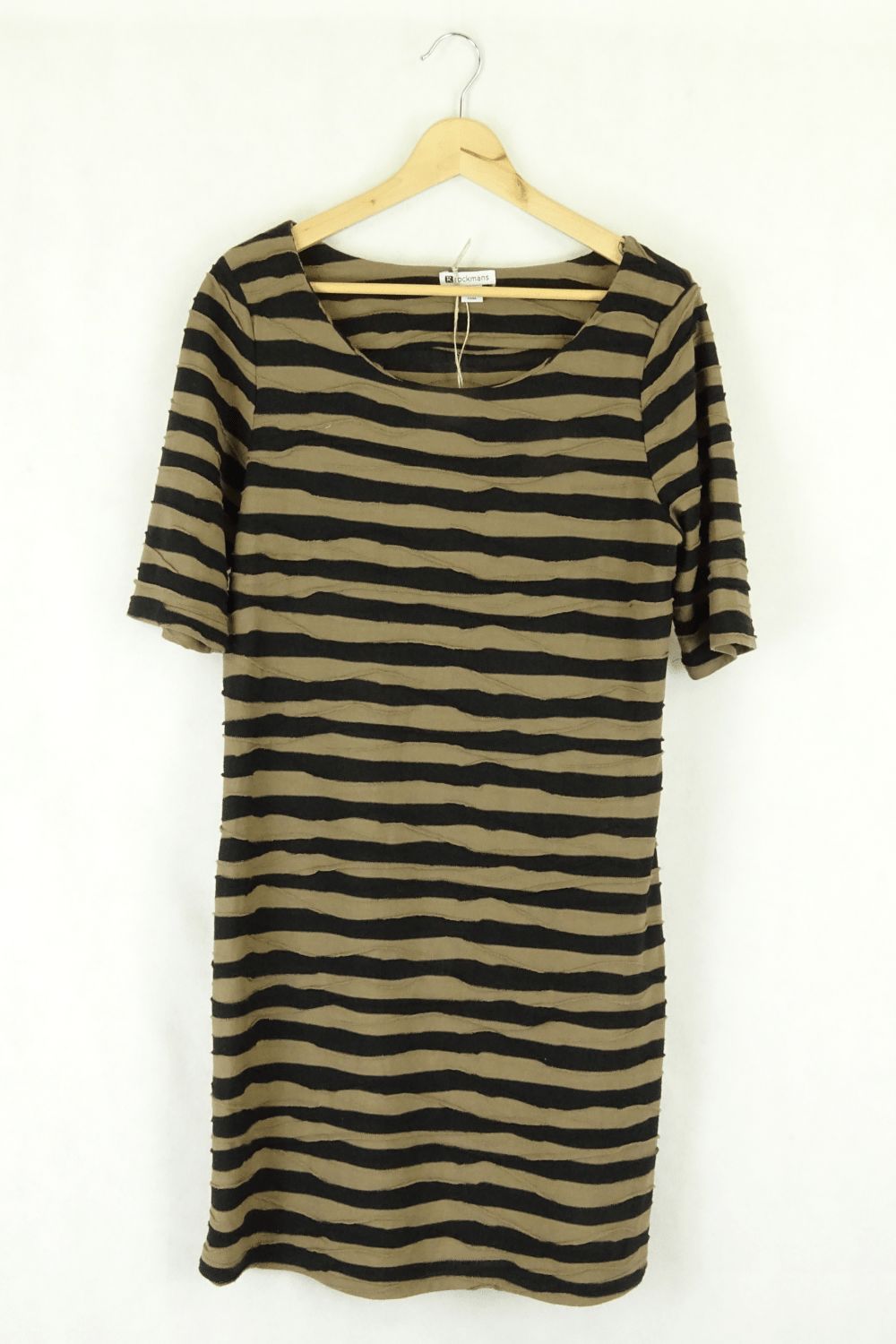 Rockmans L Brown And Black Stripe Dress