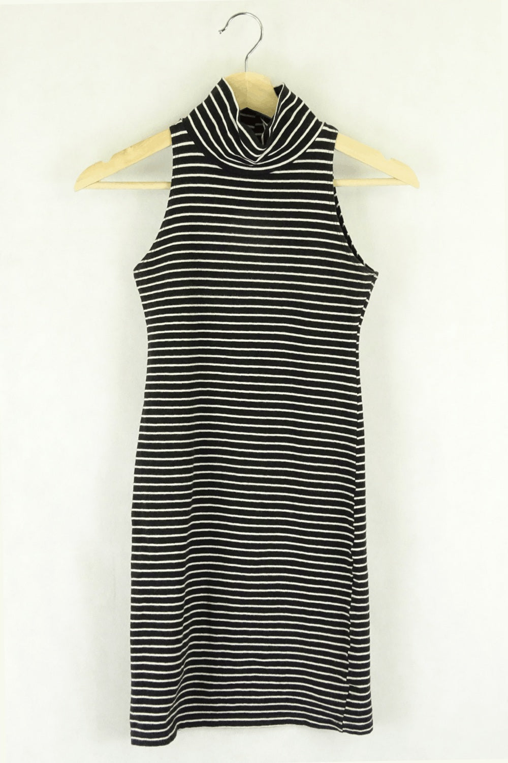 American Apparel Black And White Striped Bodycon Dress S