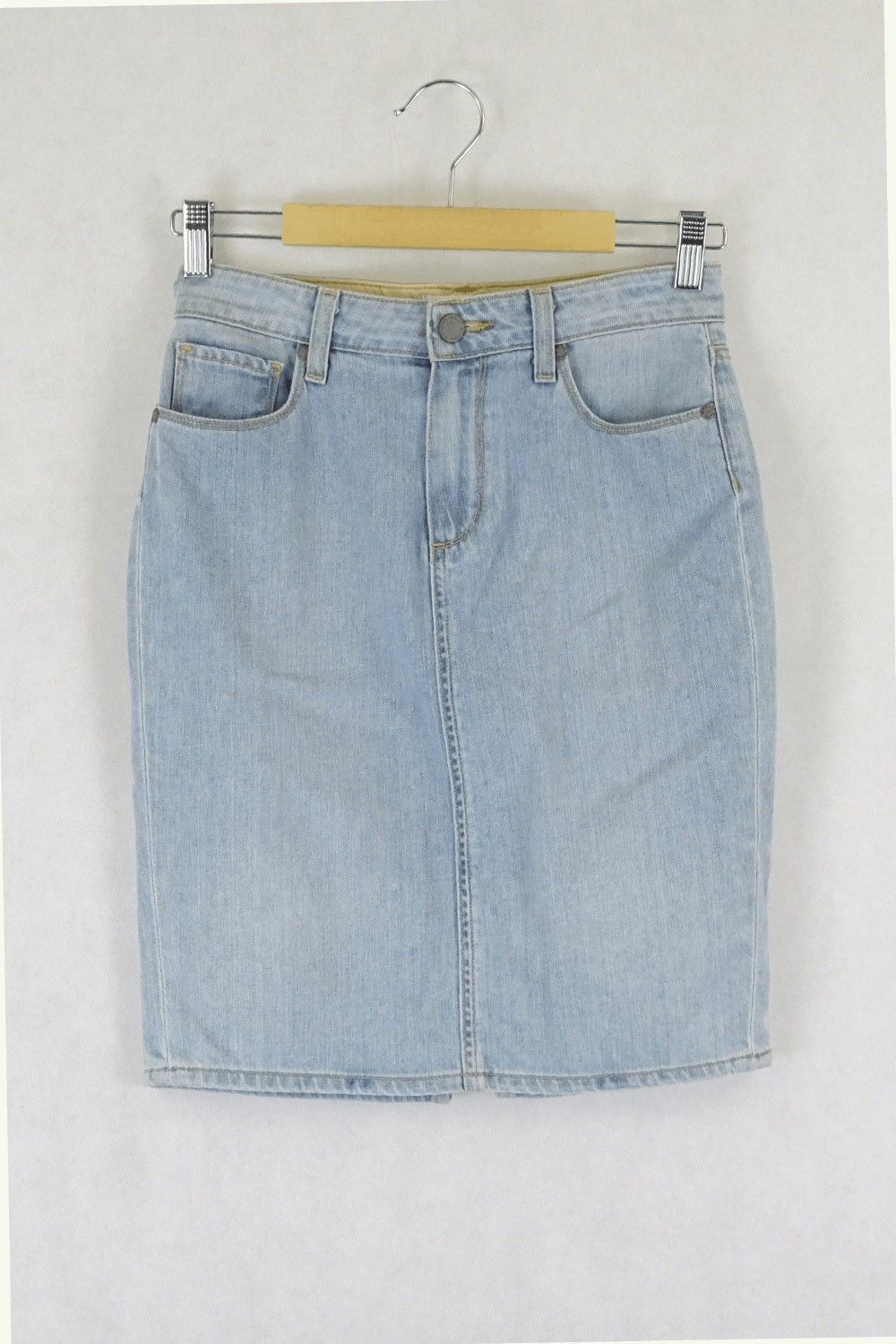 Paige Washed Blue Denim Skirt 25