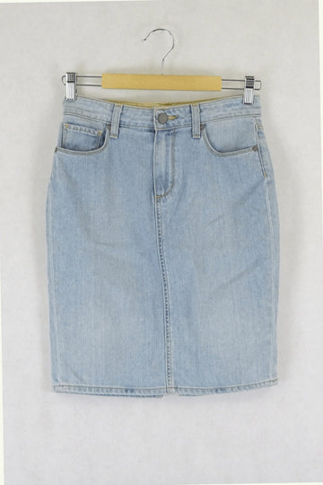 Paige Washed Blue Denim Skirt 25