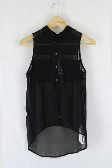 Bsk Collection Sheer Black Sleeveless Blouse S