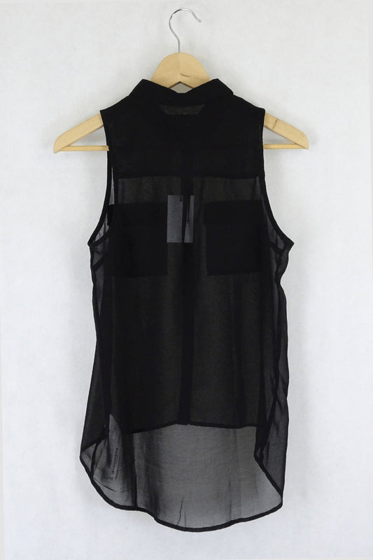 Bsk Collection Sheer Black Sleeveless Blouse S