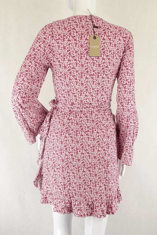 Elwood Pink Floral Wrap Dress 8