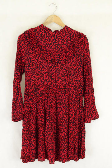 Zara Red Printed Dress Xs