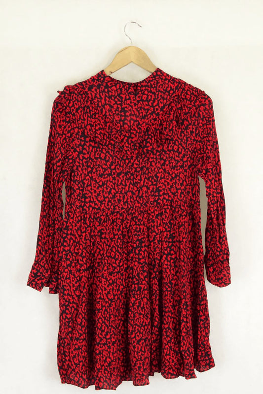 Zara Red Printed Dress Xs