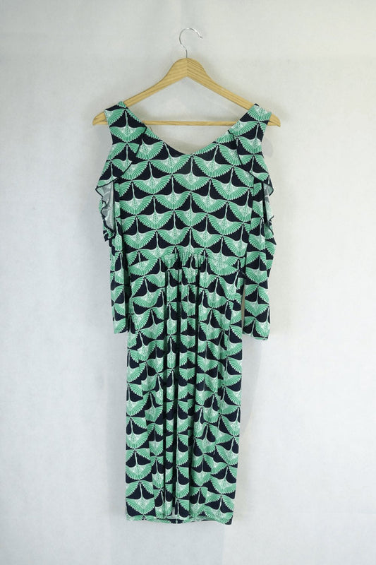 Leona Edmiston Green Print Dress 8