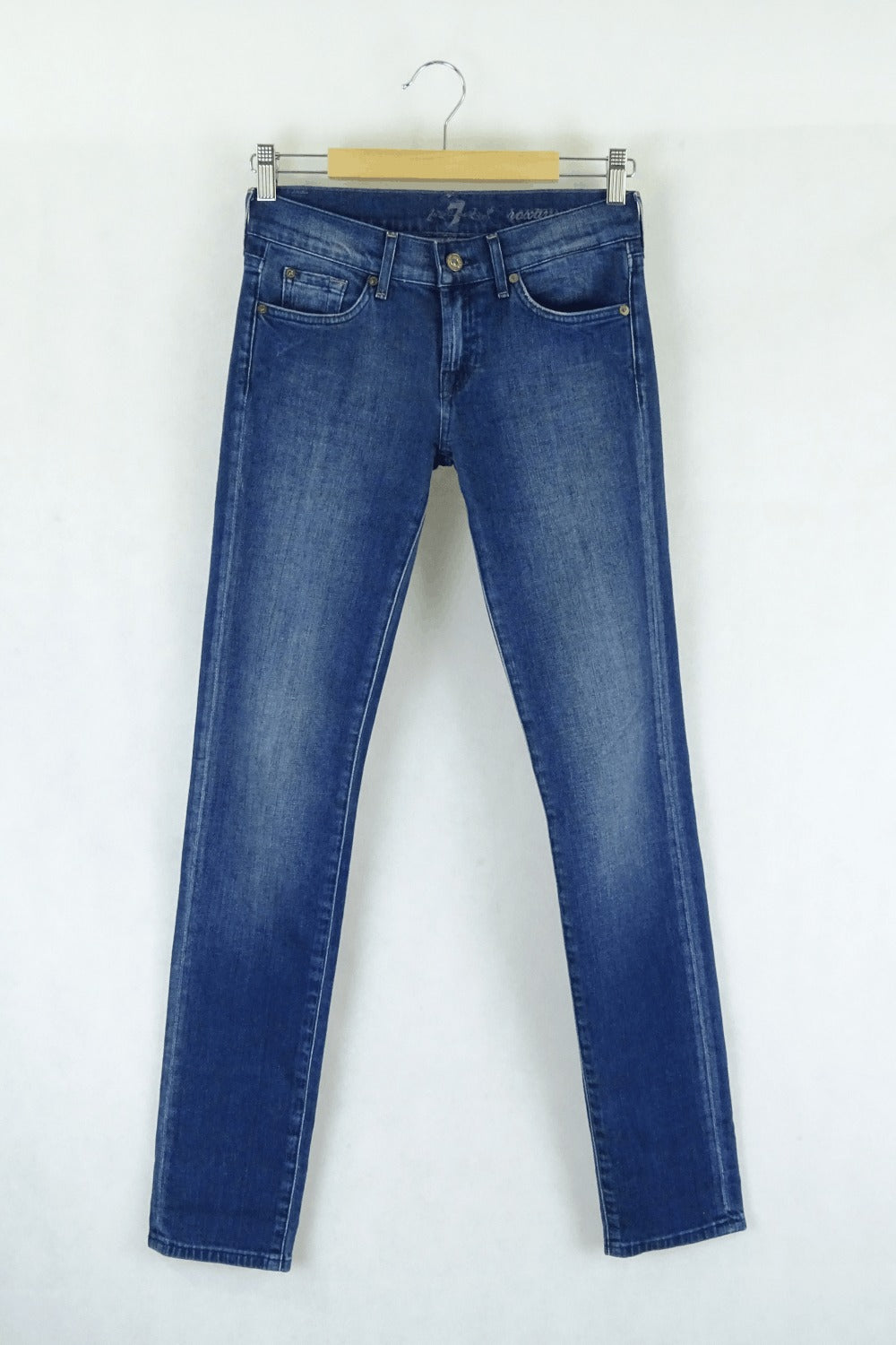 7 For All Mankind Blue Denim Skinny Jeans 25