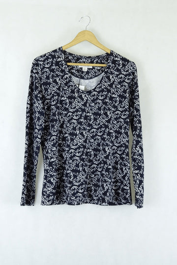 Perri Cutten Black Floral Top M