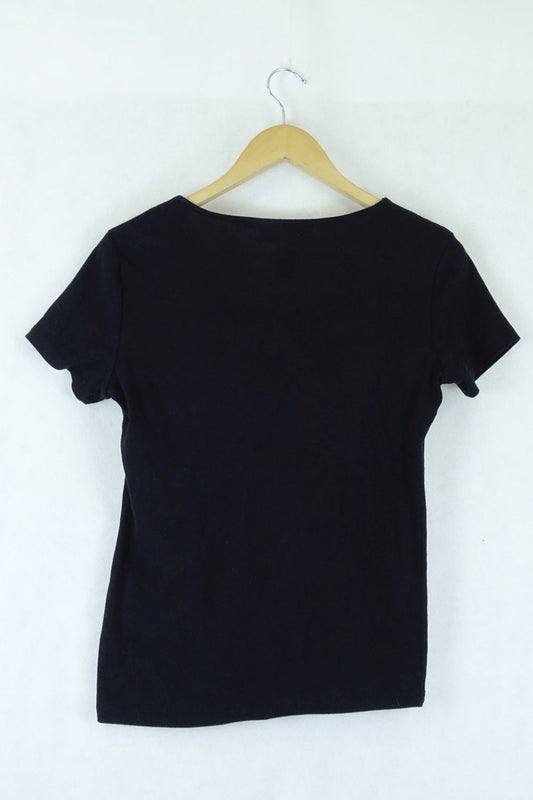 Karen Scott Black T-Shirt With Beads XS