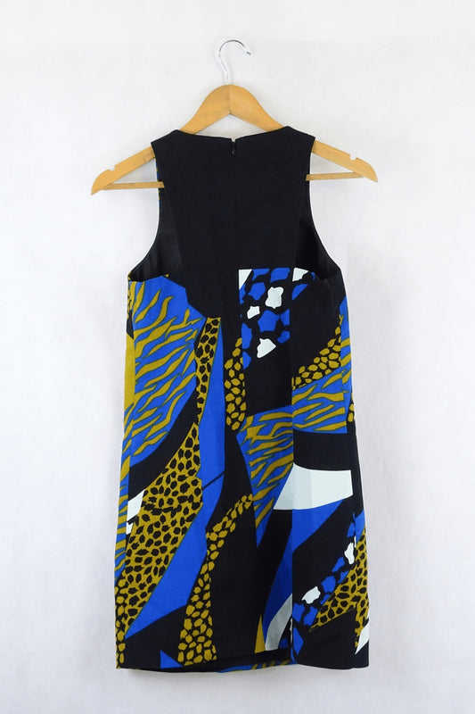 4C Abstract Mini Dress Blue And Orange 0 (Au 8)