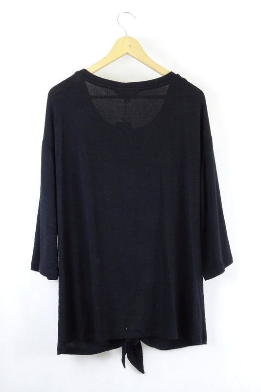 Mia Lucce Black Knit Top With Front Tie L (AWOL) SALES CHANNELS OFF