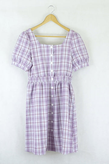 One More - Vintage Style Buttoned Down Checked Dress M