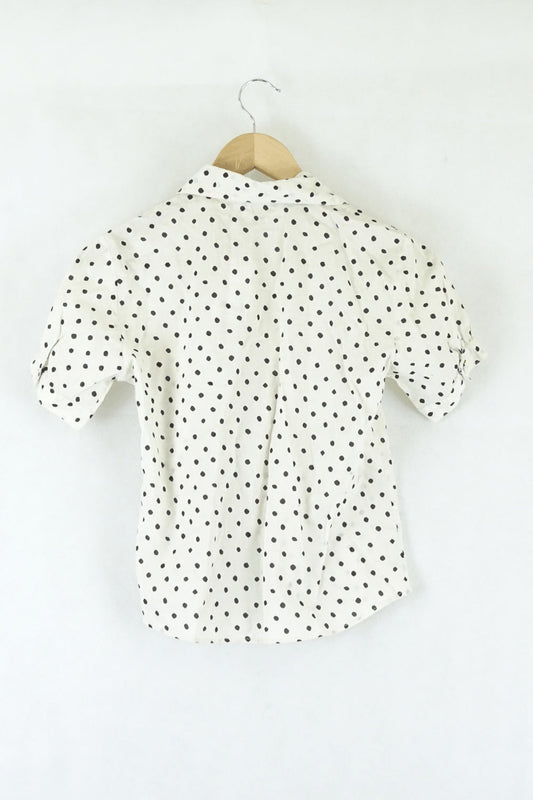 Uniqlo Polka Dot Black Top S