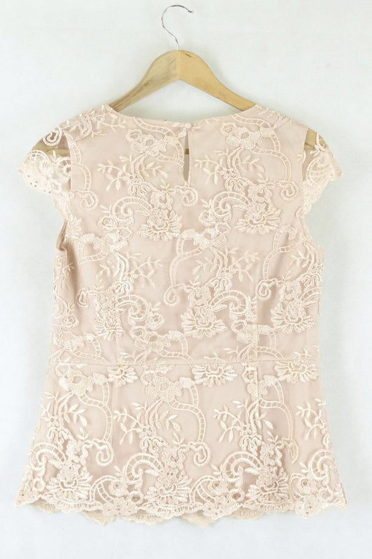 Liz Jordan Cream Lace Top S