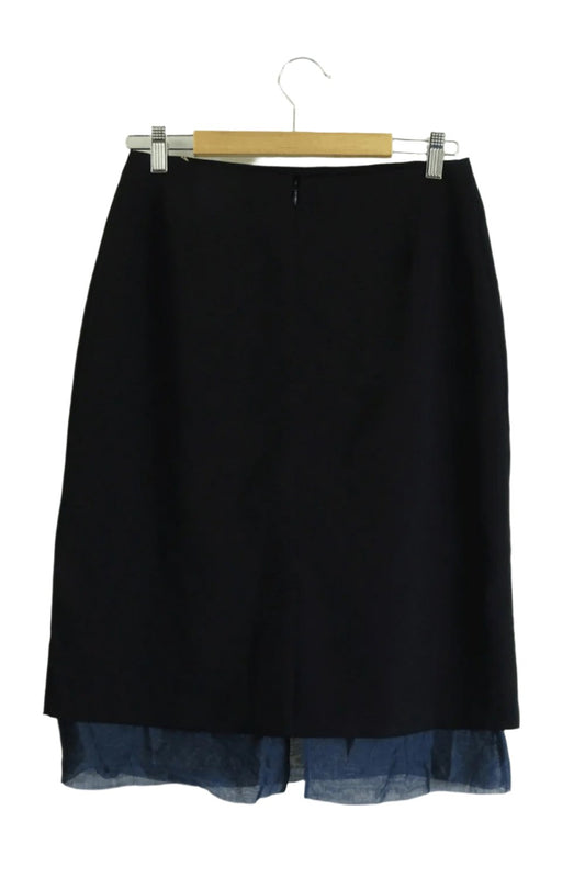 Veronika Maine Black Skirt 10 With Mesh Hem