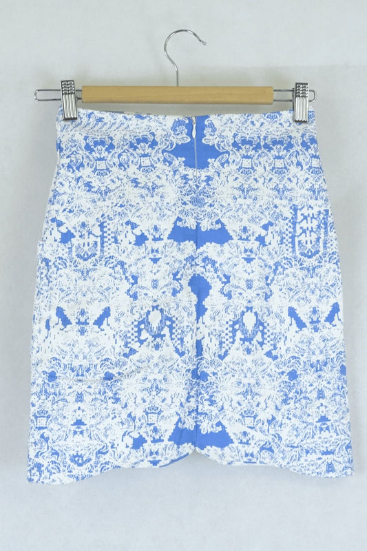 Slide Show Blue and White Mini Skirt 6