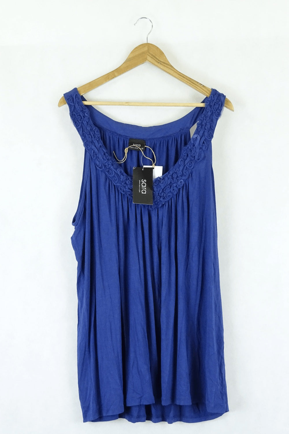 Sara Blue Sleeveless Blouse 3XL