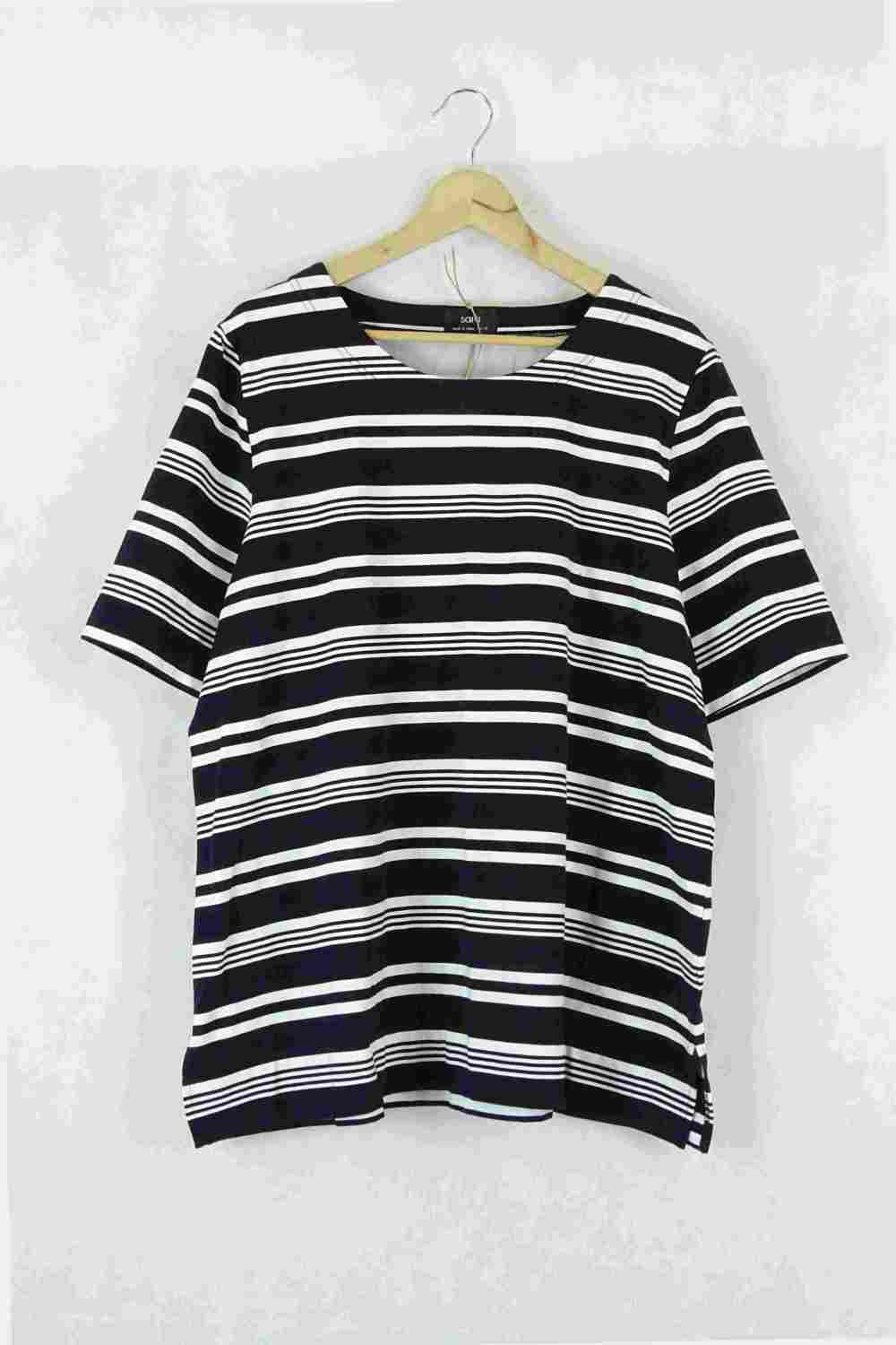 Sara Black and White Striped Top 14