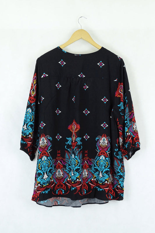 Autograph Floral Printed Black Top 14