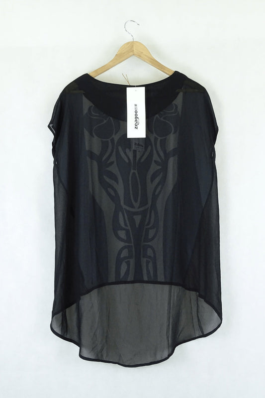 Zeagoo Black and White Printed Blouse M