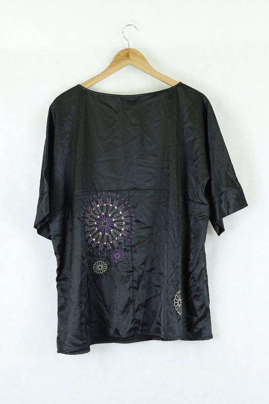 Autograph Black Embroider Blouse 20