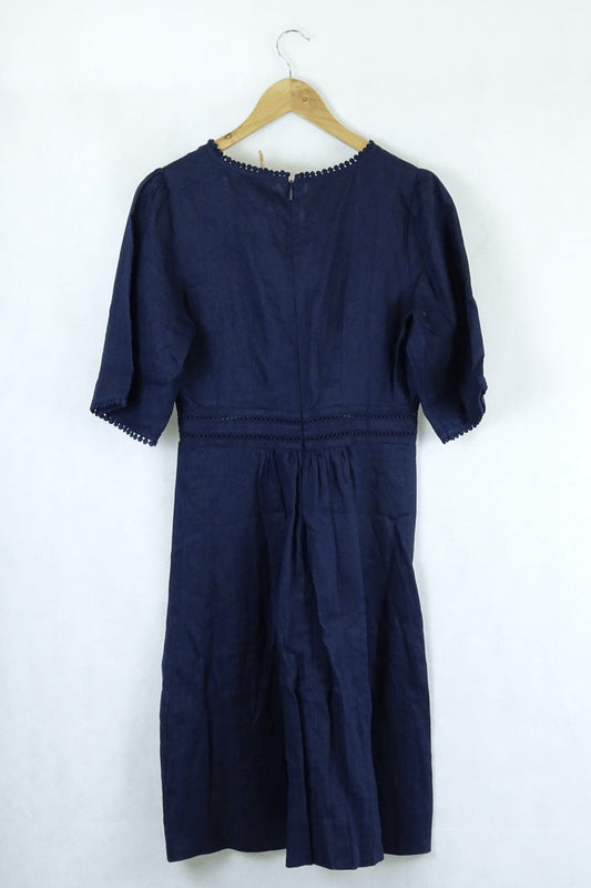 Whistles Navy Linen Dress 8