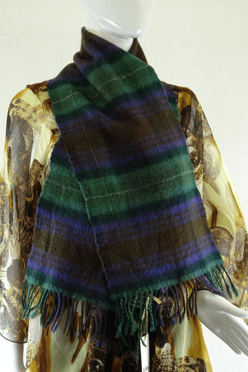 Highlander By Lochcarron Green And Purple Scarf