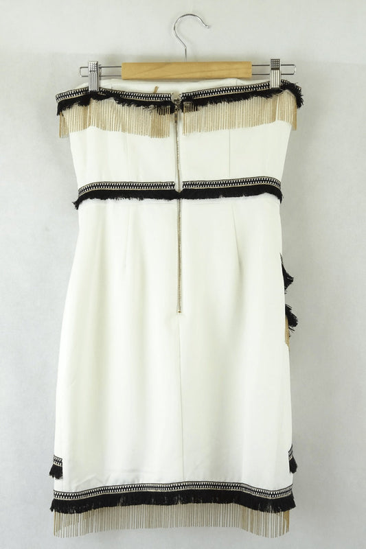 Runway Black and White With Gold Tassel Dress 8