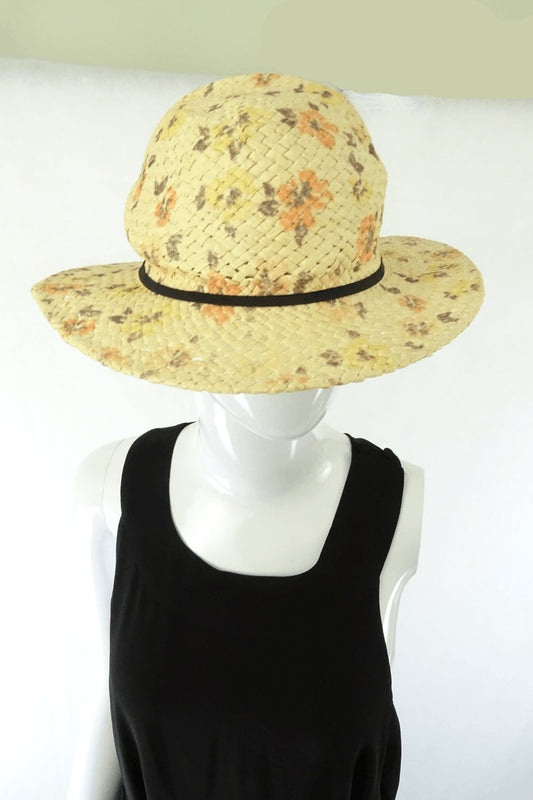 Floral Straw Hat One Size