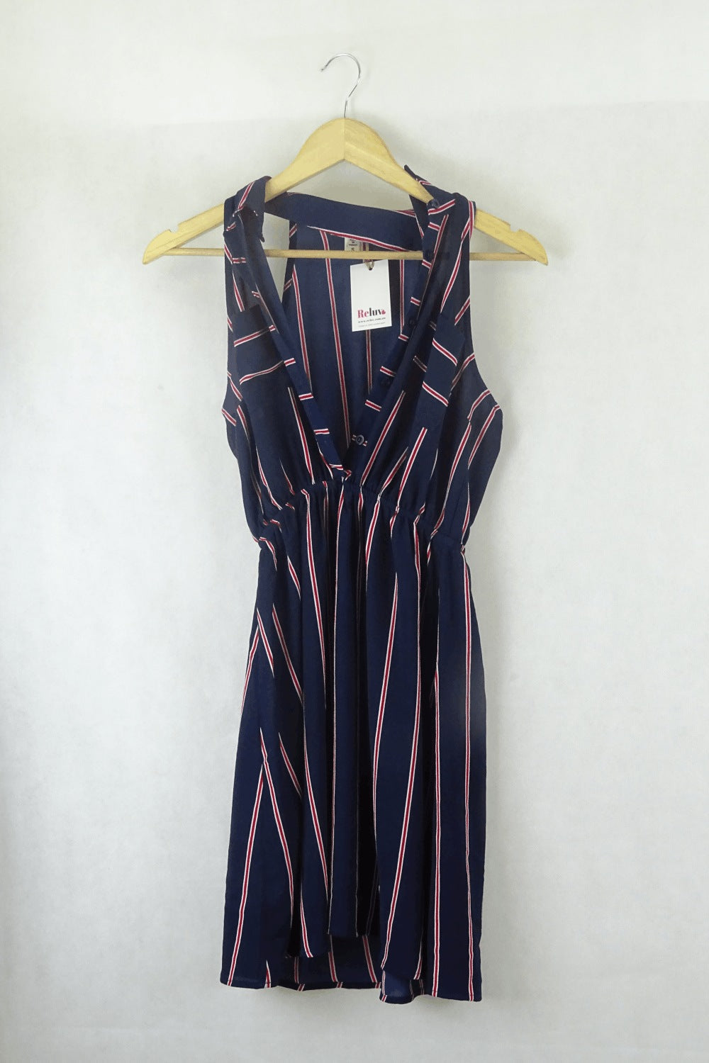 Monteau Blue and Red Striped Dress S