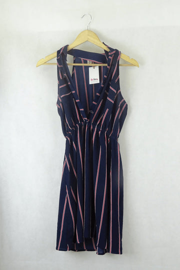 Monteau Blue and Red Striped Dress S