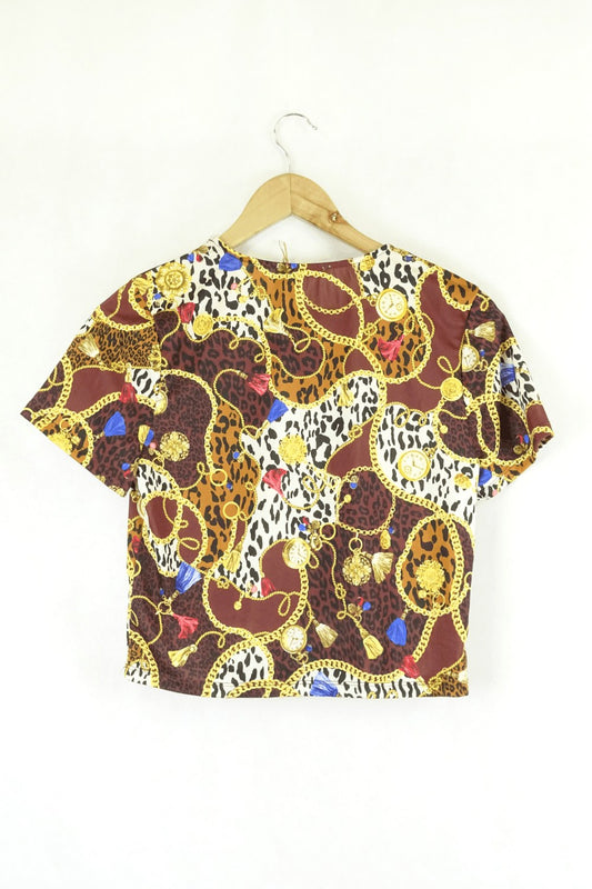 Zara Brown Multi Coloured Cropped Top M