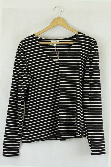 Seed Black And White Striped Top M