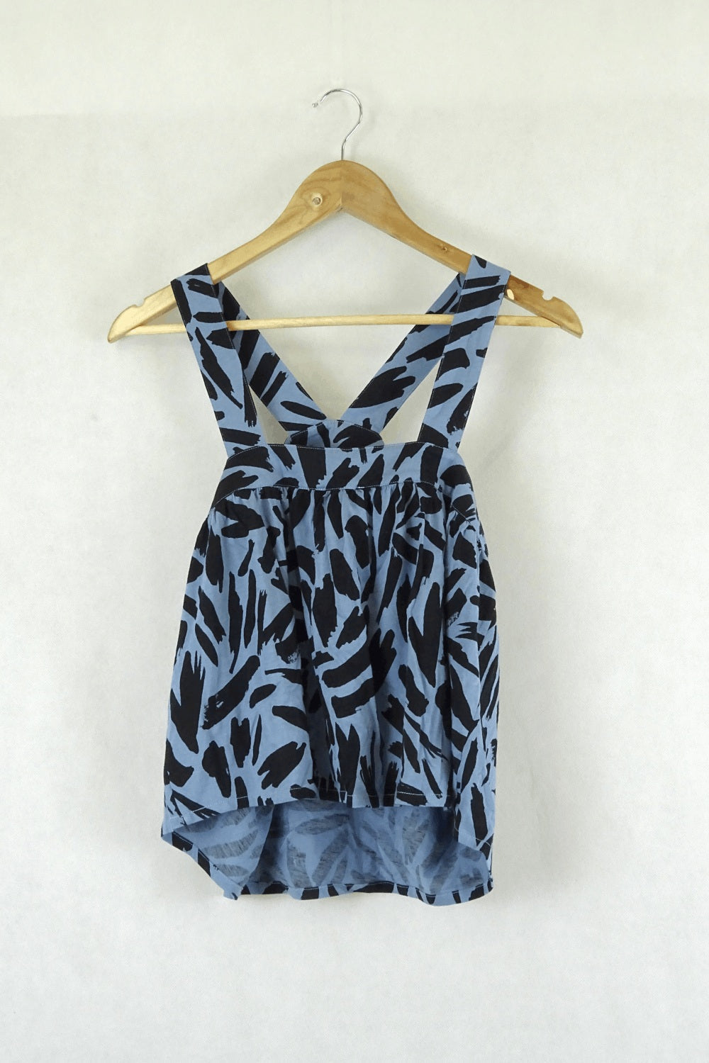 Witchery Blue And Black Drape Strap Flowy Tank XS