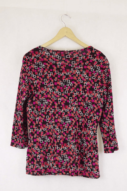 Marco Polo Patterened Pink And Orange Top XL