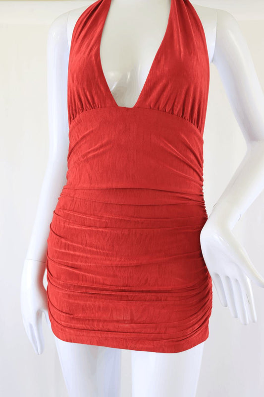 Powerhouse Halter Neck Red Top Xs